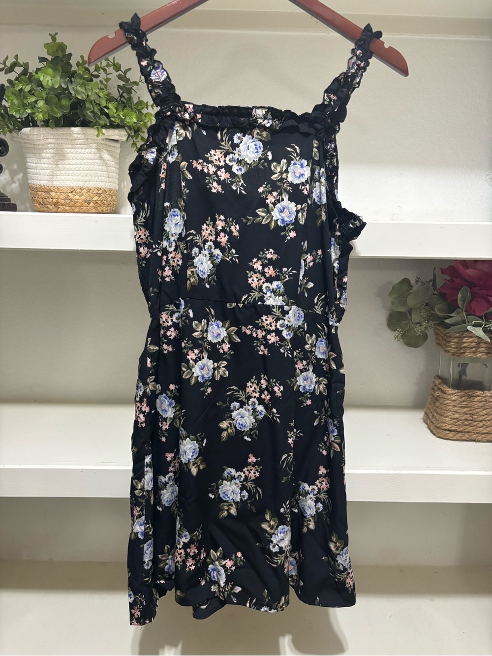 Speed Control Black Floral Smocked Top